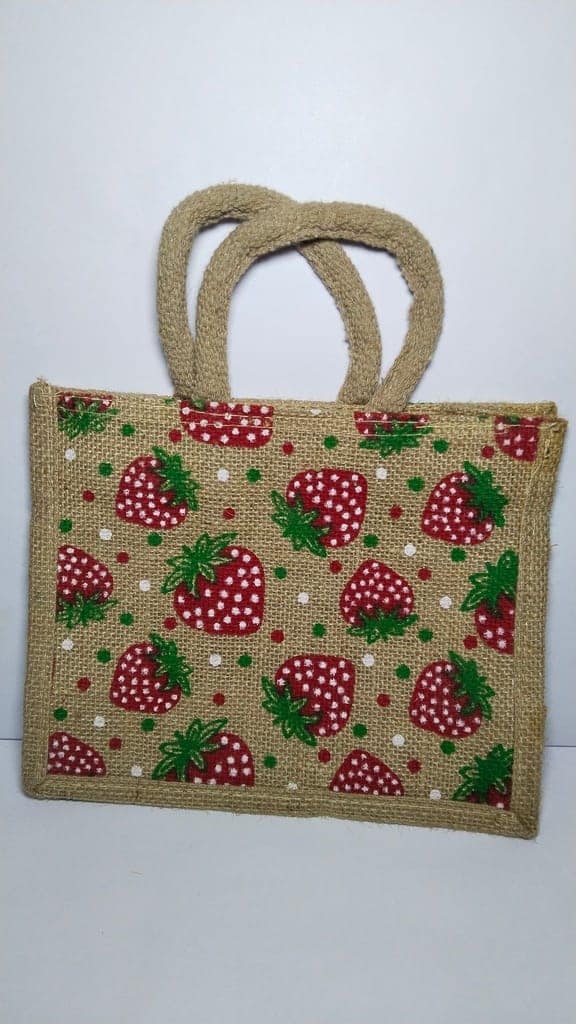 Strawberry Fields Forever Handwoven Jute Tote Bag view 4