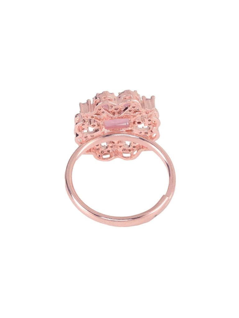 Rose Gold plated Pink AD studded handcrafted adjustable Ring for Women & Girls view 4