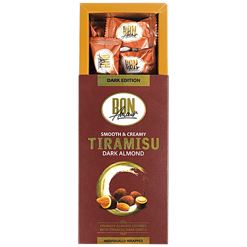 Bon Amour Tiramisu Chocolate - Dark Almond, Smooth & Creamy, 80 g