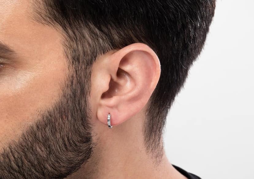 Infinity Stone Trio Hoop Earring For Men (1 Pc Only) view 3