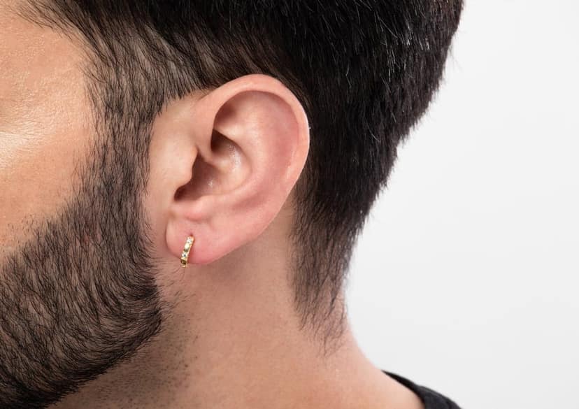 Infinity Stone Trio Hoop Earring For Men (1 Pc Only) view 4