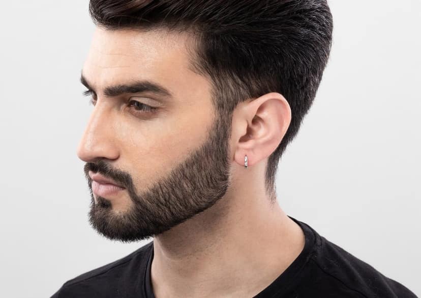 Infinity Stone Trio Hoop Earring For Men (1 Pc Only) view 5