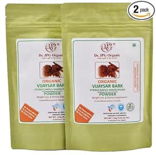 Dr. JPG Organic herbals Vijaysar Bark/Chaal Powder For Diabetic Care-114g | Indian Kino Powder | Pterocarpus Marsupium | INDIA ORGANIC Certified | 100% Organic. (Pack Of 2)