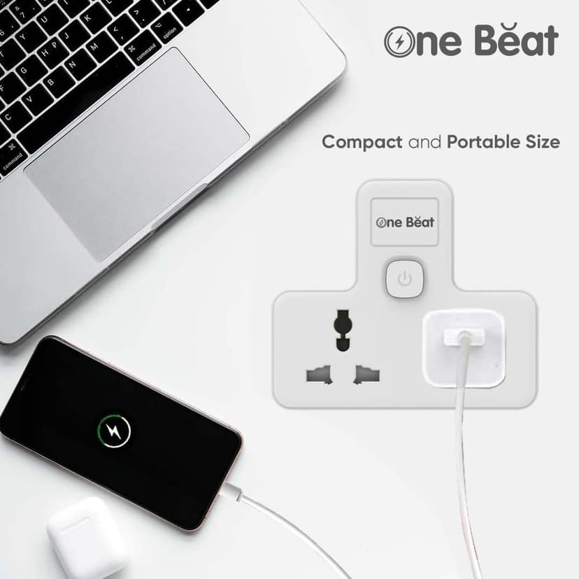 One Beat Cordless Extension Board, Multi Plug with 2 Sockets - Flex Board with Safety Shutter Protection (2 Socket Wall)… view 5