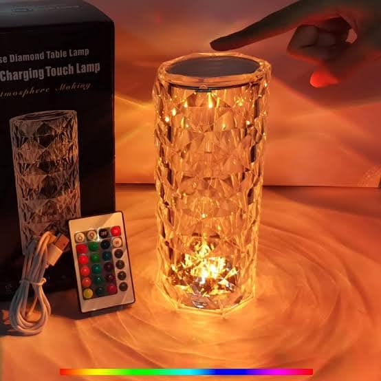 Crystal Rose Diamond LED Table Lamp with Remote, RGB Touch Control Night Light view 3