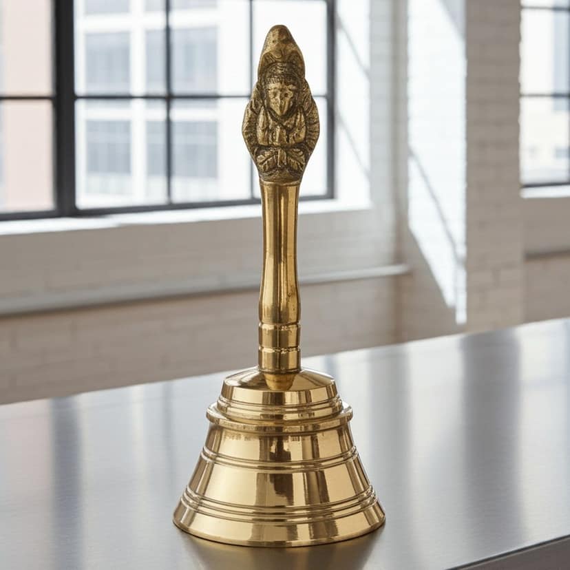 Brass Pooja Hand Bell, Garun Ghanti, Height : 5.5 Inch (FMAS676 E)