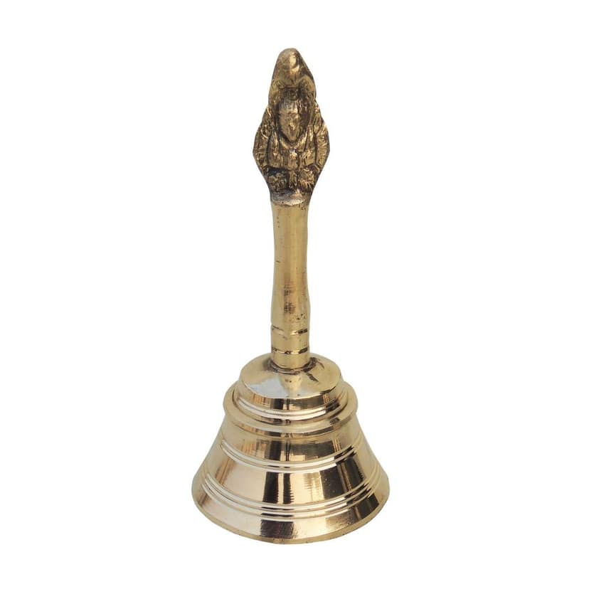 Brass Pooja Hand Bell, Garun Ghanti, Height : 5.5 Inch (FMAS676 E) view 2