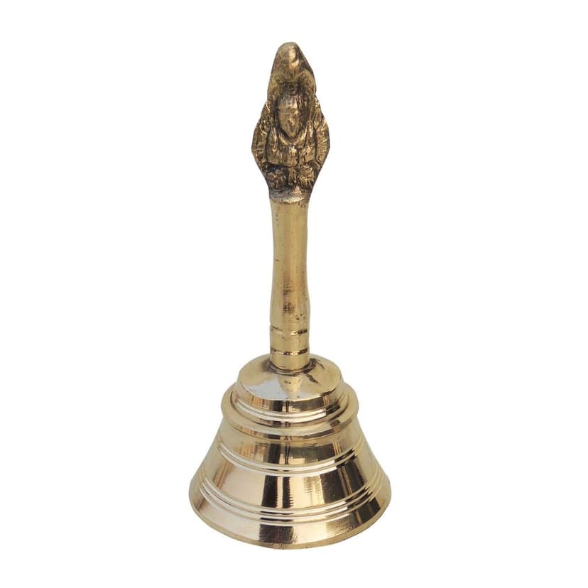 Brass Pooja Hand Bell, Garun Ghanti, Height : 5.5 Inch (FMAS676 E) view 3