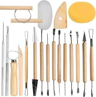 INOG 19 Pcs Pottery Tools Clay Sculpting Tool Set, Ceramic Clay Carving Tools Set for Beginners Expert Art Crafts Kid's After School Pottery Classes Club Children Students