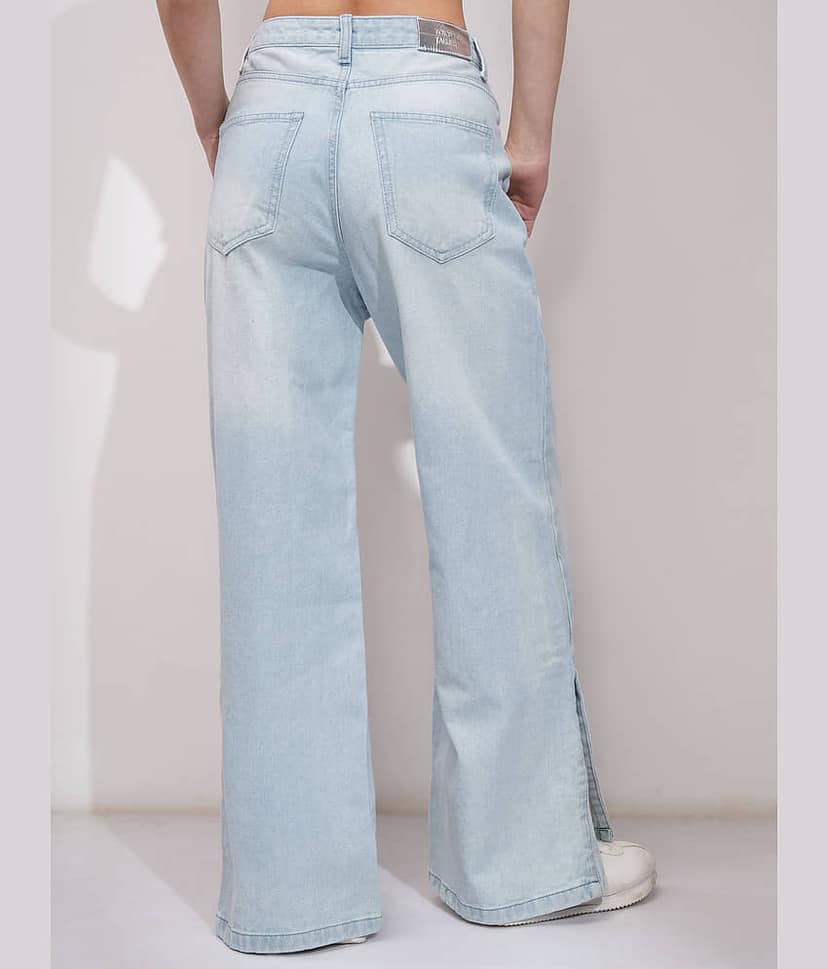 Tokyo Talkies Women's Straight Fit Mid-Rise Jeans ( Light Blue ) view 3