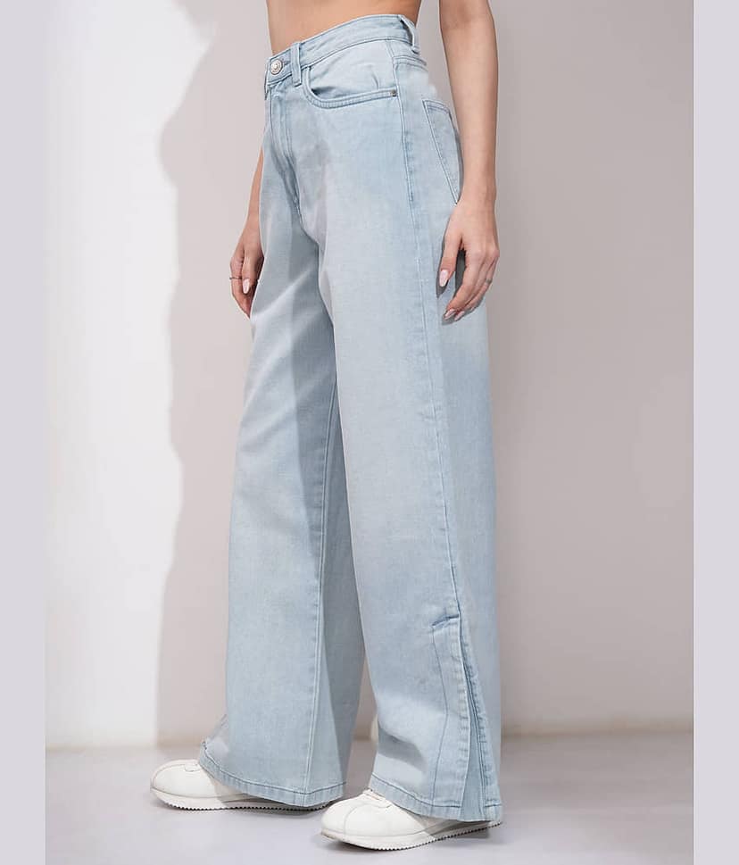 Tokyo Talkies Women's Straight Fit Mid-Rise Jeans ( Light Blue ) view 4
