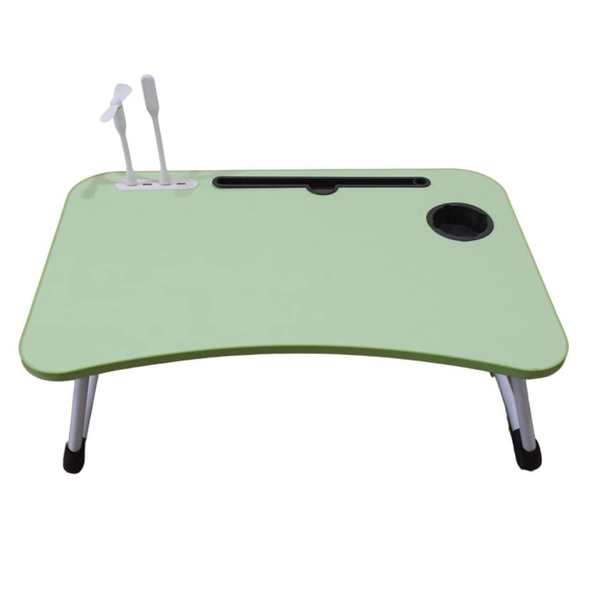 MultiPurpose Study Table Foldable Portable Notebook Bed Lap Desk Tray Stand Reading Holder with Coffee Cup Slot, Drawer, Fan, USB Cable & Light for Breakfast, Reading & Movie Watching (1 Pc Mix Color) view 3