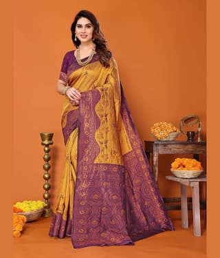 BLEESBURY Kanjivaram Woven Saree With Unstitched Blouse Piece ( Burgundy )