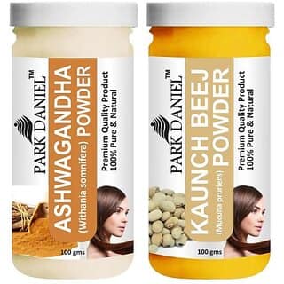 PARK DANIEL Premium Ashwagandha Powder & Kaunch Beej Powder Combo Pack of 2 Jars of 100 gms(200 gms) (200 g)