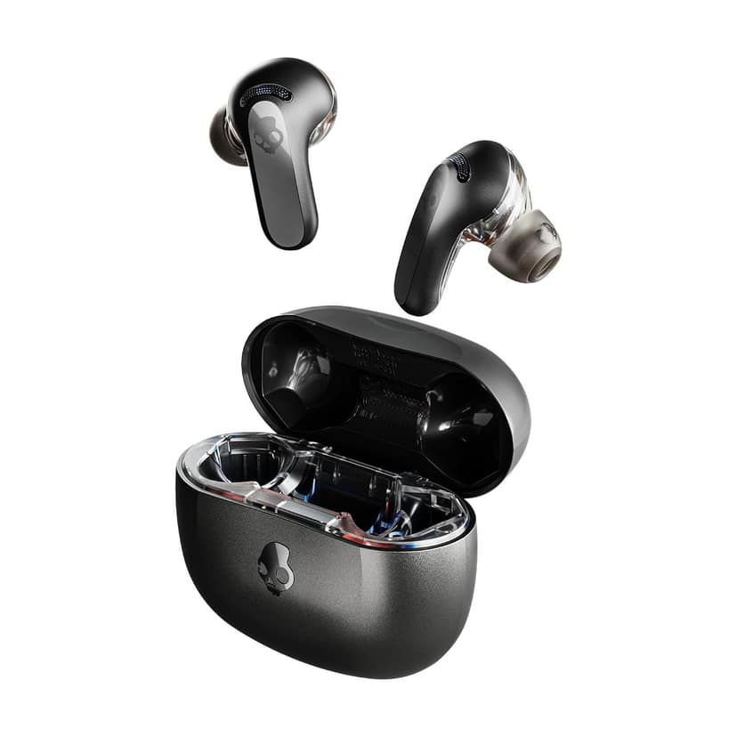 Skullcandy Rail ANC Wireless Earbuds with Mic - Active Noise Cancelling, 97 dB Multipoint Pairing, 38Hr Battery, Skull-iQ App, Tile Tracking - Black