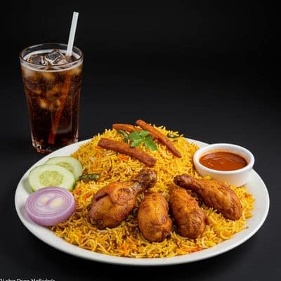 Chicken Dum Biryani & Chicken Majestic & Cool Drink