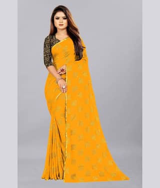 Rhey Chiffon Printed Saree With Unstitched Blouse Piece ( Grey )