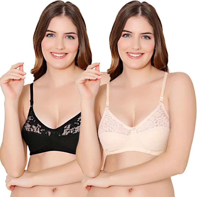Bodycare polycotton wirefree adjustable straps designer net cup non padded bra-1535BB