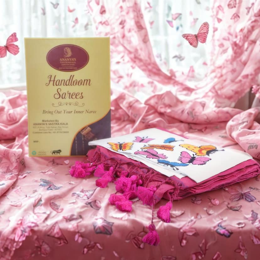 Khadi handloom Cotton Prijatak Saree [27X5X32cm] view 3
