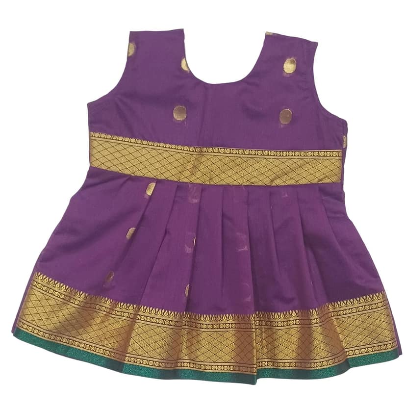 luster Cotton-Silk Frock Age (0-3Y) (Purple, 0-3 Months)