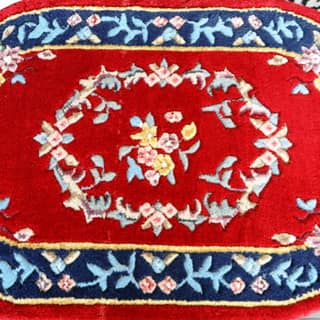 Premium Oval ELURU HEND CARFTloral Door Mat | Red & Blue Designer Soft Carpet Rug for Home Entrance & Living Room 📝 Product Description