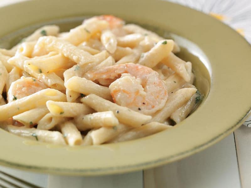 Penne in mix sauce with shrimp