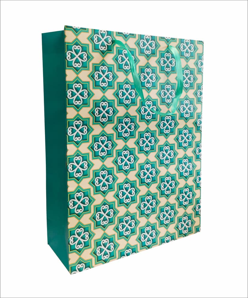 200 GSM Matte Lamination Green Premium Paper Gift Bags, Ideal For Premium Gifting, Wedding Gifts, & Gifting on Special Occasions (Size: 16.6 x 12.2 x 4.8 inch) - 5