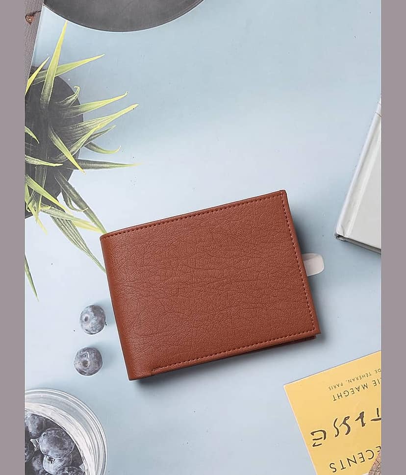 HRFSTAR PU Solid Men's Regular Wallet With 4 Slots For Card ( Tan , Pack of 1 )