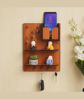 JaipurCrafts Brown Wood Key Holder - Pack of 1
