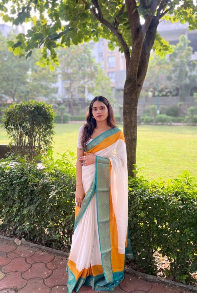 Dola Silk Saree with Jacquard Border view 2