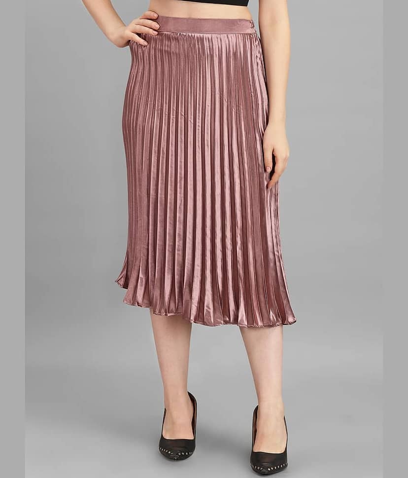 KZULLY - Rose Gold Satin Women's Flared Skirt ( Pack of 1 )