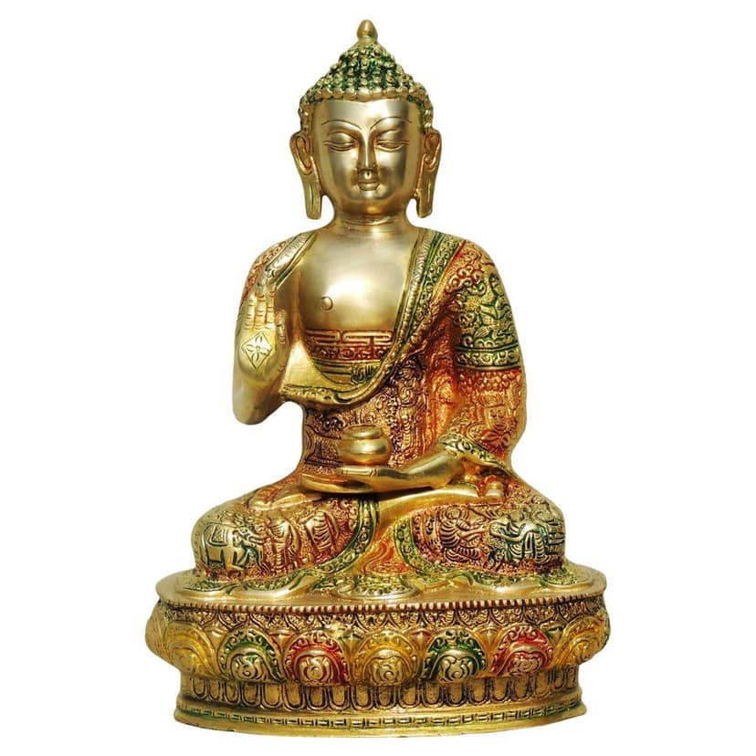 Brass Buddha Large Statue - Premium Decorative Idol, Height : 12.5 Inch (BSMAS660 B) view 2