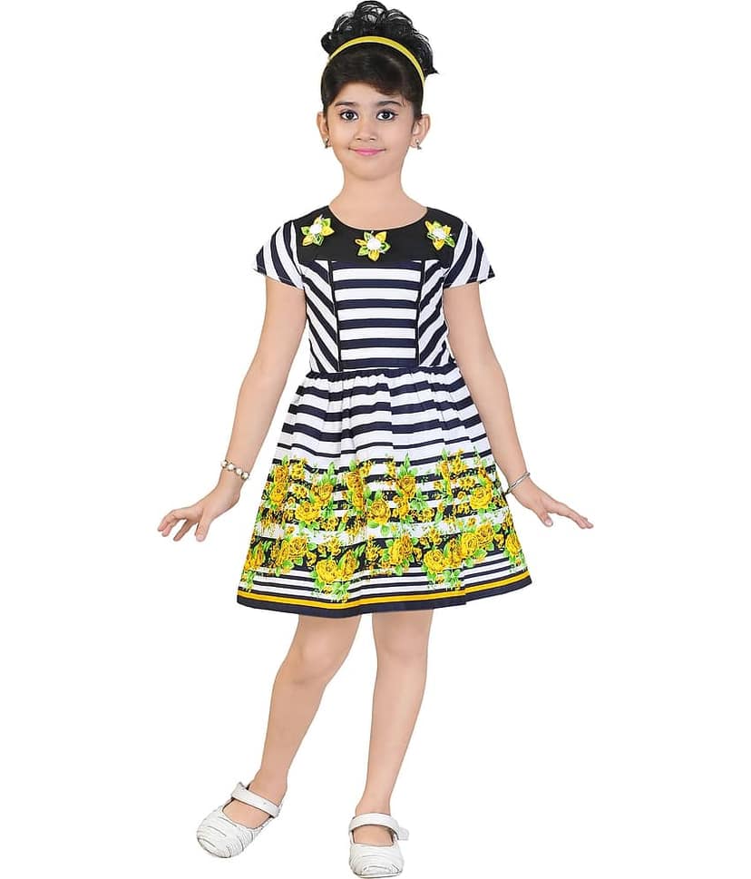 Zadmus Cotton A-line For Girls ( Pack of 1 , Yellow )
