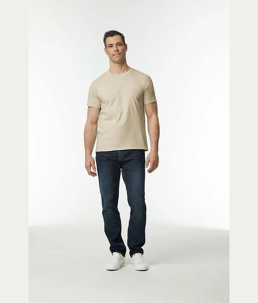 Gildan Cotton Regular Fit Solid Half Sleeves Men's Round T-Shirt - Light Pink ( Pack of 1 ) view 4