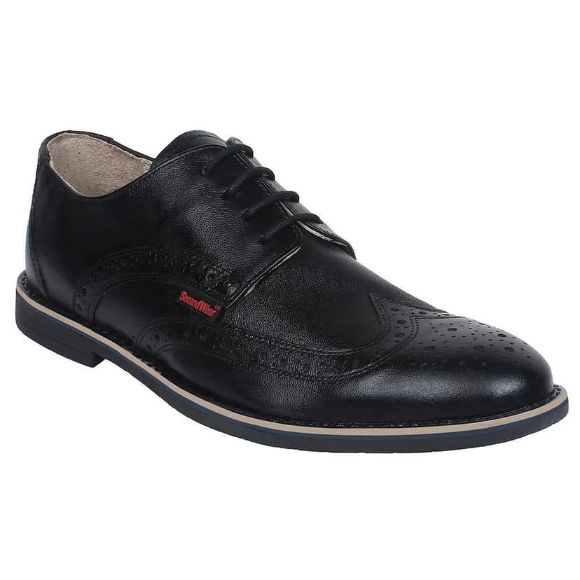 SeeandWear Black Brogue Formal Shoes for Men. Branded Genuine Leather Pointed Lace up Shoe view 6