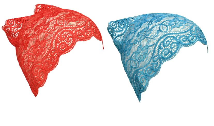 Girls and Womens Hijab Cap Hijab Headband, Under Hijab Scarf Red and Light Blue Naqab Head Scarf (2 pcs) view 2