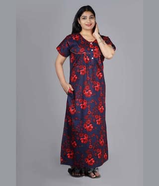 Favnic Cotton Nighty & Night Gowns - Red