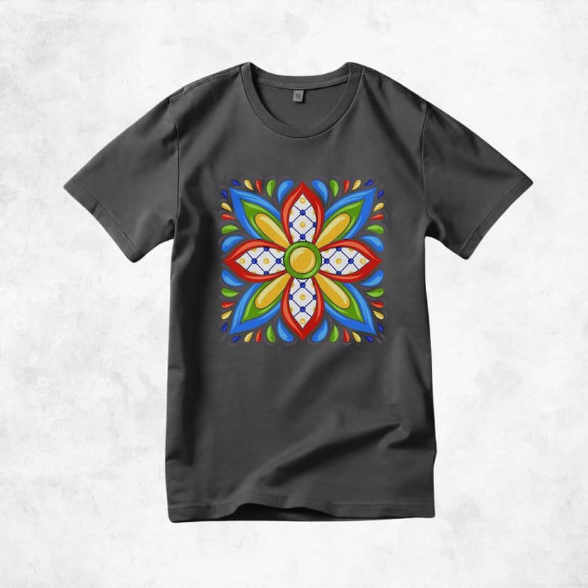 Trishoolin Vibrant Mandala Bloom Theme T-Shirt | Design 30110MB | Cotton Regular Fit | Crew Neck / Round Neck Half Sleeve | Pack of 1 view 2