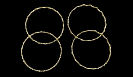 Gold-Plated Textured Bangle Set of 4 view 3