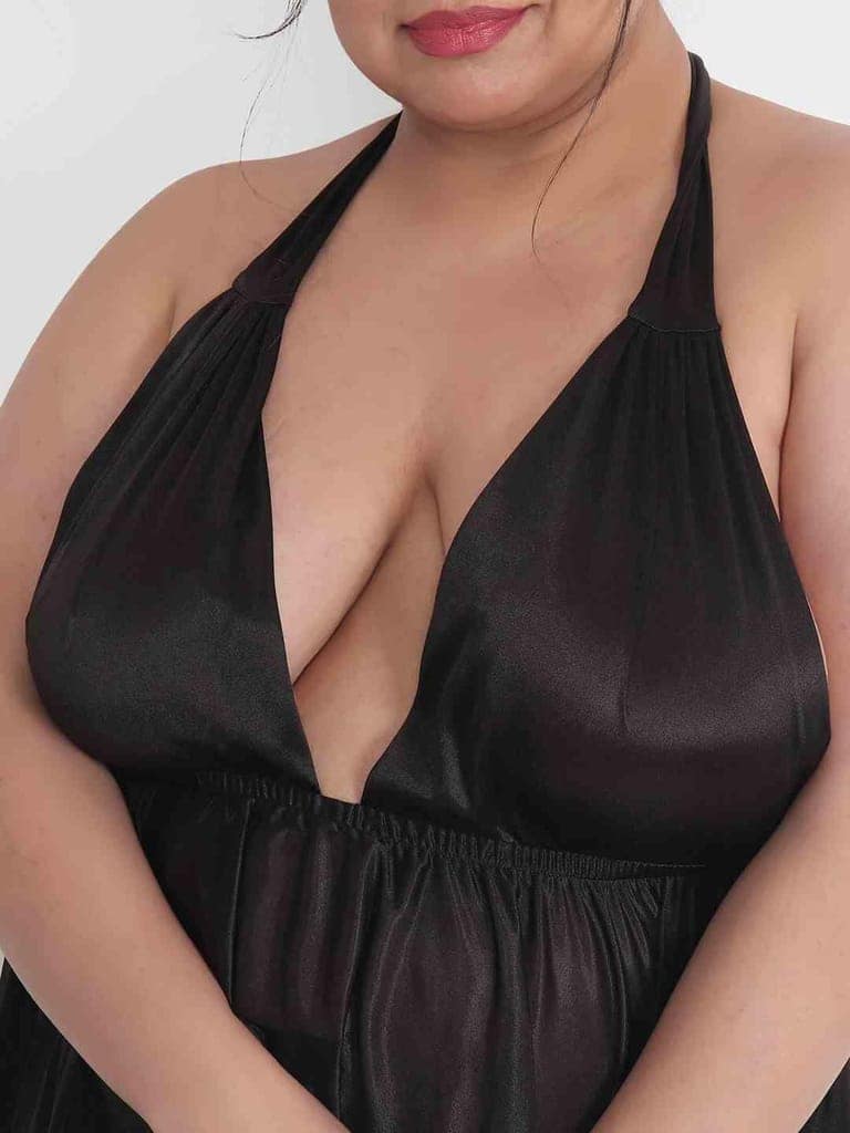 Klamotten Women's Plus Size Sexy Black Babydoll Dress for Honeymoon BB36K view 7