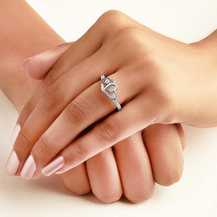 Connected Heart Silver Adjustable Ring view 2