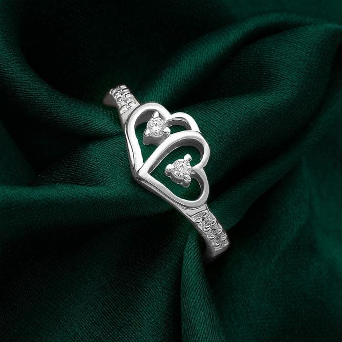 Connected Heart Silver Adjustable Ring view 3