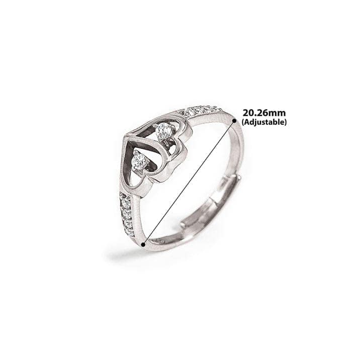 Connected Heart Silver Adjustable Ring view 4