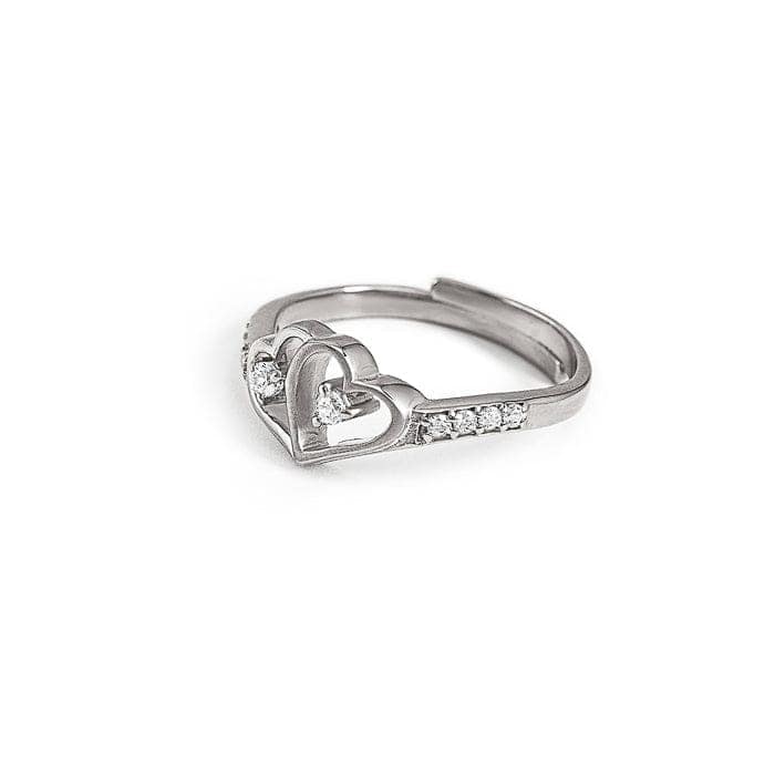 Connected Heart Silver Adjustable Ring view 6