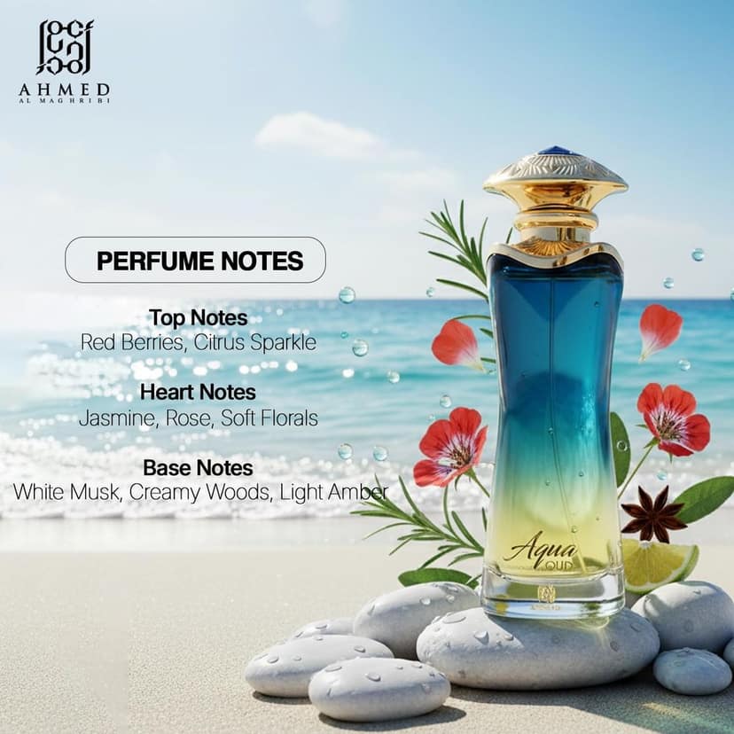 Ahmed Al Maghribi Aqua Oud Eau De Parfum 90ml for Men Premium Luxury Long Lasting Fresh Aquatic Oud Woody Aromatic Designer Fragrance view 4
