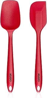 AGARO Silicone Spatula Set of 2, Large Heat Resistant Spatula for Cooking, Baking and Mixing, Non-Stick Cookware for Kitchen, BPA Free, Flexible, Seamless Design, Deluxe, Red.