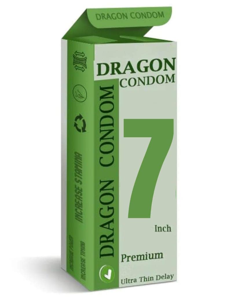 Premium Dragon Condom for Men, 7 Inch, Natural Color, Soft Texture and Adult Wellness