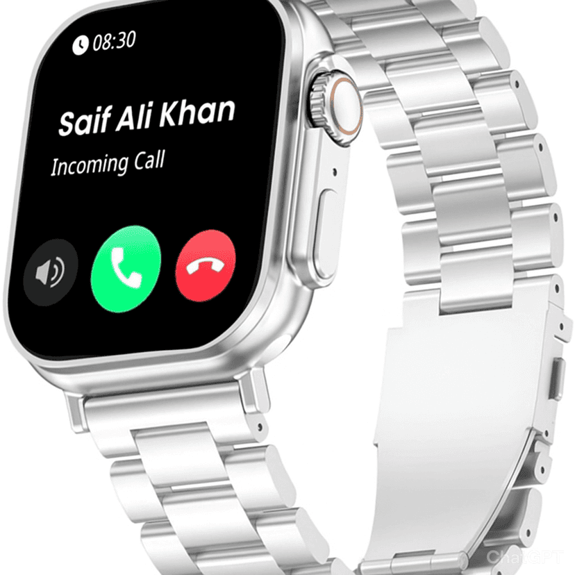 T800 Ultra Metal Silver Smartwatch with Bluetooth, Fitness & Heart Rate Tracking Smartwatch (Silver Metal Strap, Free Size)
