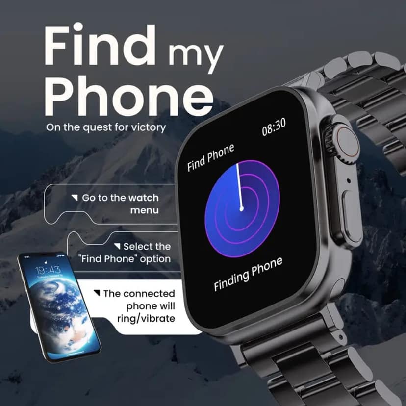 T800 Ultra Metal Silver Smartwatch with Bluetooth, Fitness & Heart Rate Tracking Smartwatch (Silver Metal Strap, Free Size) view 3