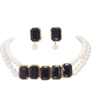 Ronak Creations Alloy Green Choker Designer Gold Plated Necklaces Set